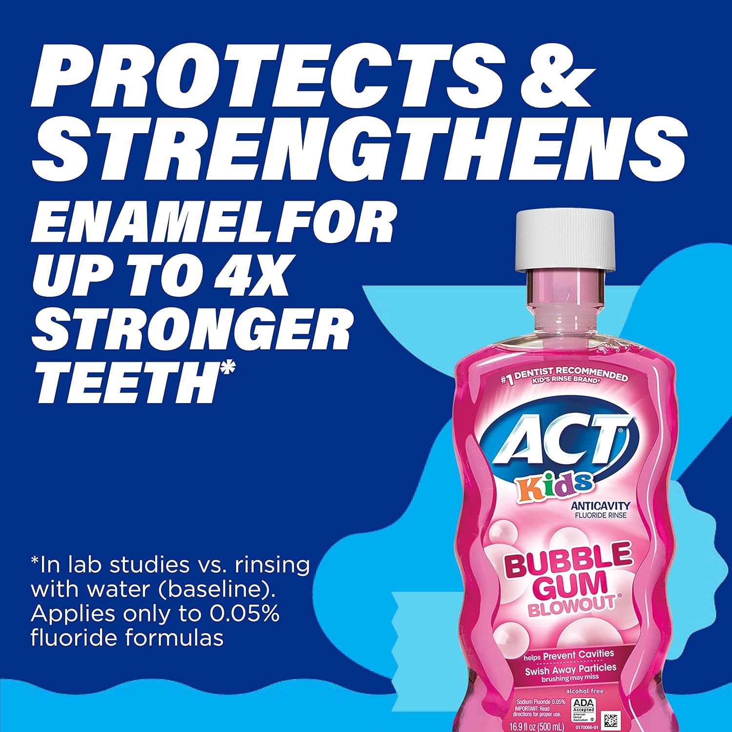 ACT Kids Anticavity Fluoride Rinse For Bad Breath Treatment, Bubble Gum Blowout, 16.9 fl. oz.