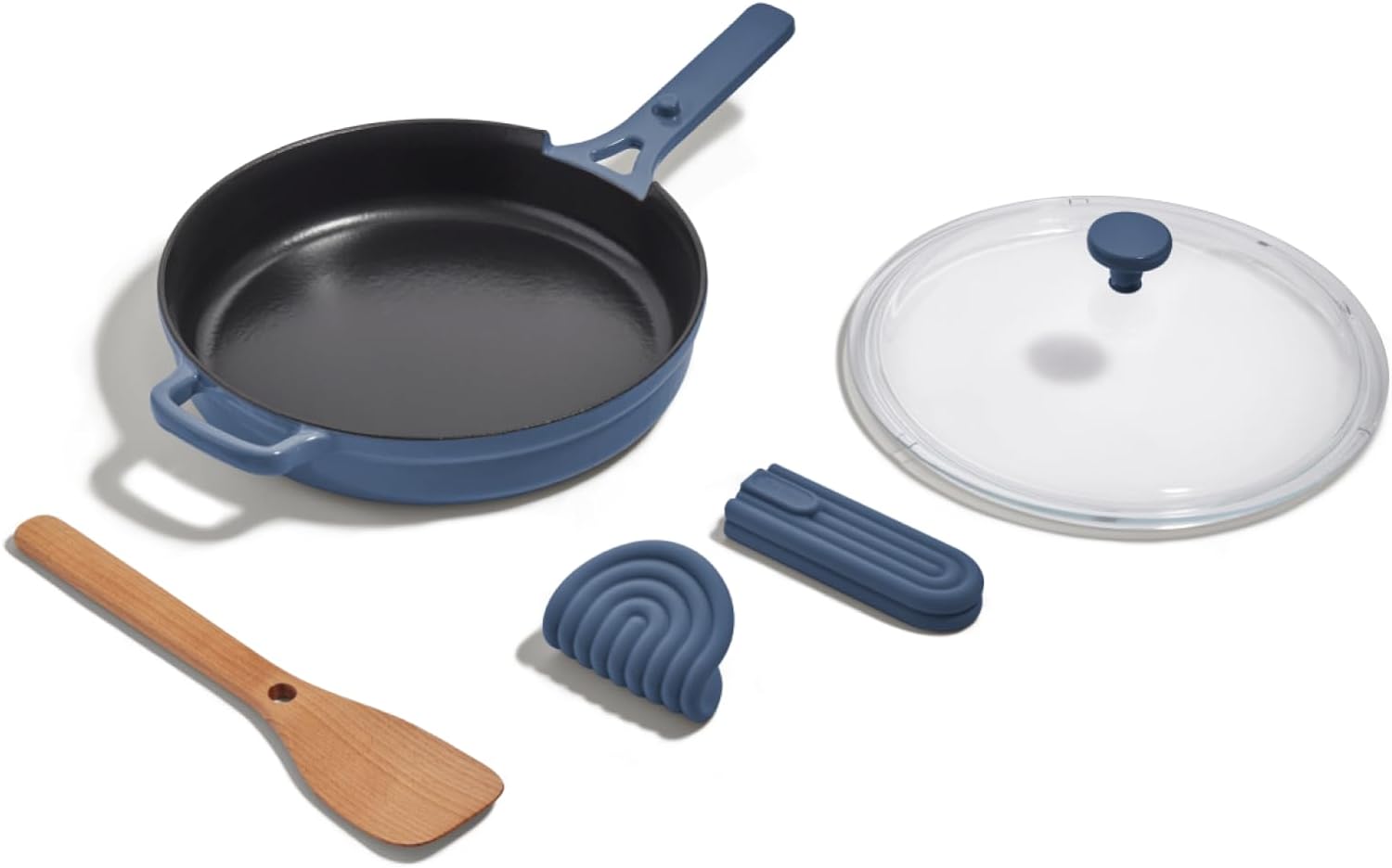 Our Place Cast Iron Always Pan | Premium Enameled, Toxin-Free Surface | 10-inch 8-in-1 Multifunctional Cookware System | Lid, Handle Covers | Heavy Duty Skillet | Oven & High Heat Safe | Blue Salt