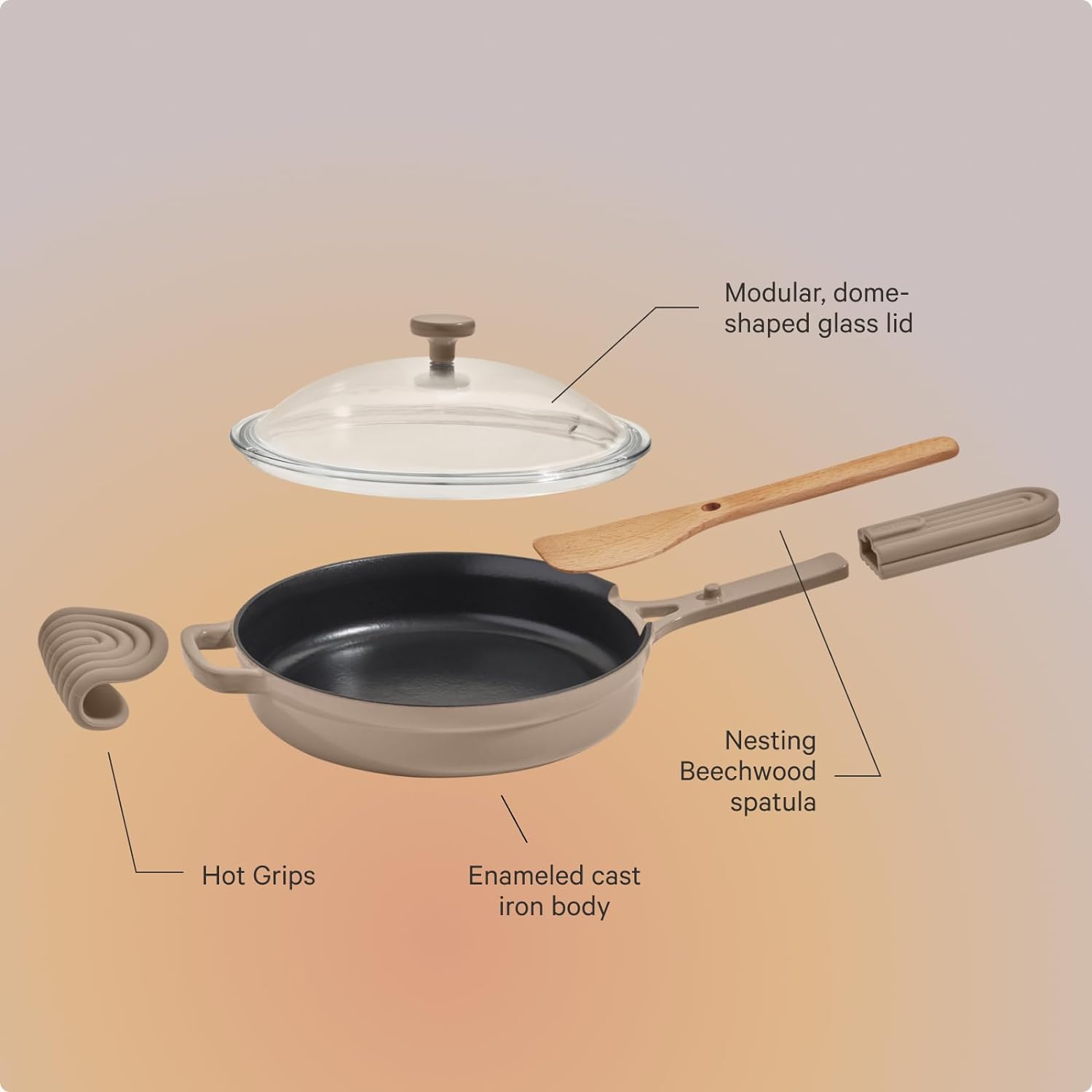 Our Place Cast Iron Always Pan | Premium Enameled, Toxin-Free Surface | 10-inch 8-in-1 Multifunctional Cookware System | Lid, Handle Covers | Heavy Duty Skillet | Oven & High Heat Safe | Blue Salt