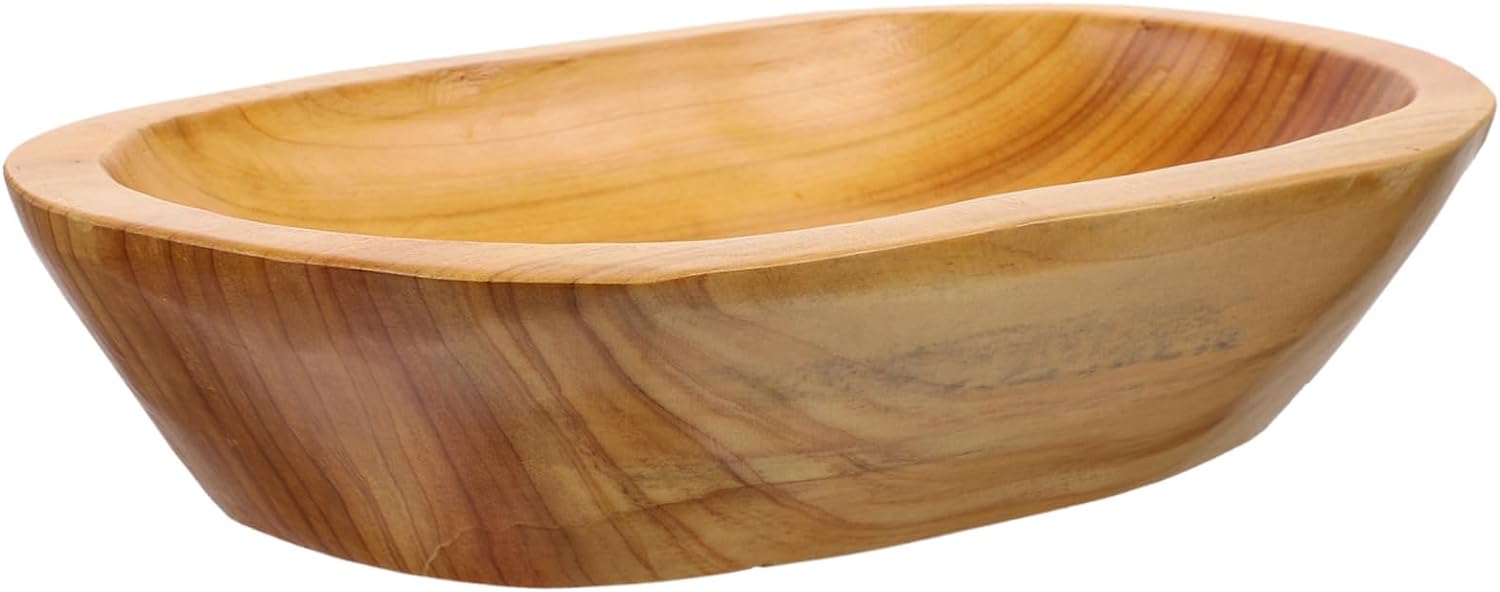 TIDTALEO Wooden Decor Food Trays Fruit Tray Wooden Bread Bowl Small Serving Tray Wood Fruit Bowl Wooden Pallets Board Wooden Plate Salad Bowl Bread End Table Decor Coffee Table Fruit Tray
