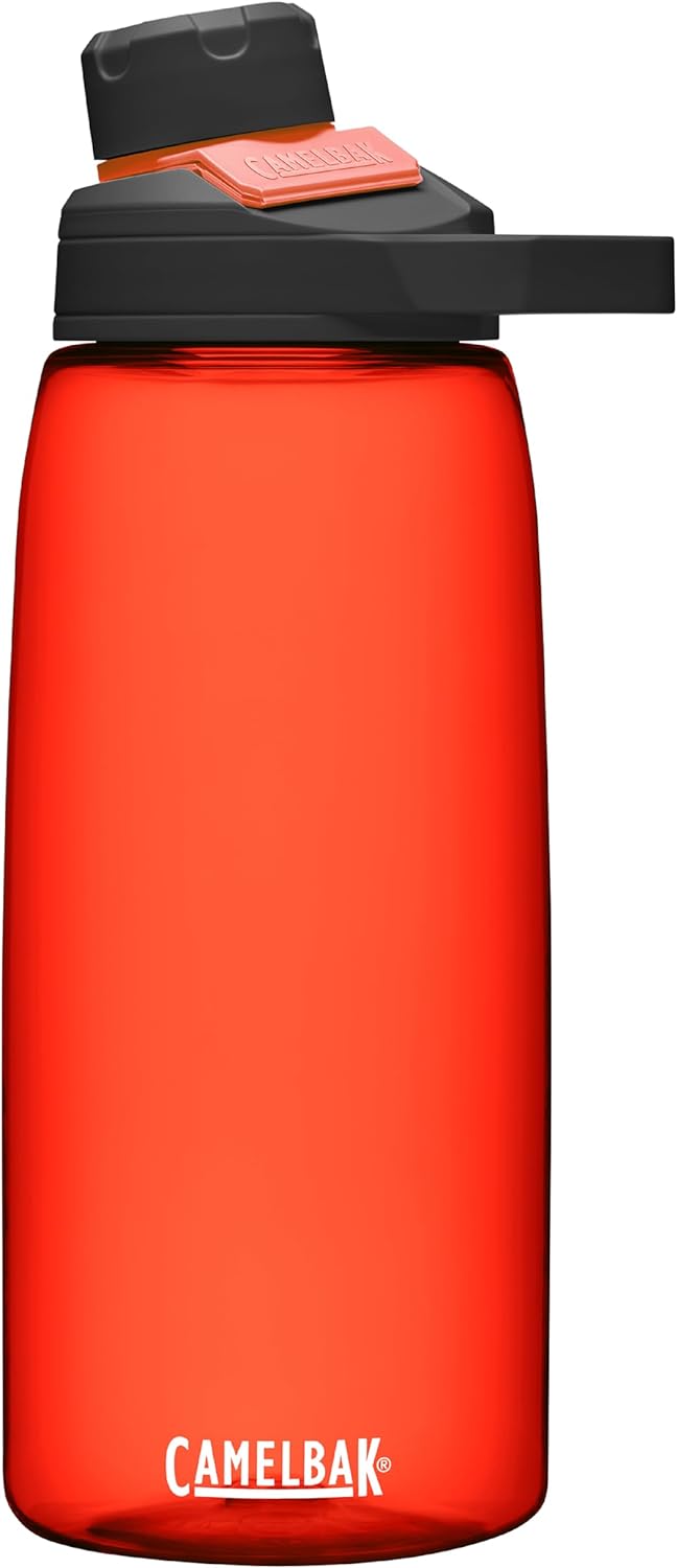 CamelBak Chute Mag BPA Free Water Bottle with Tritan Renew - Magnetic Cap Stows While Drinking, 32oz, Fiery Red