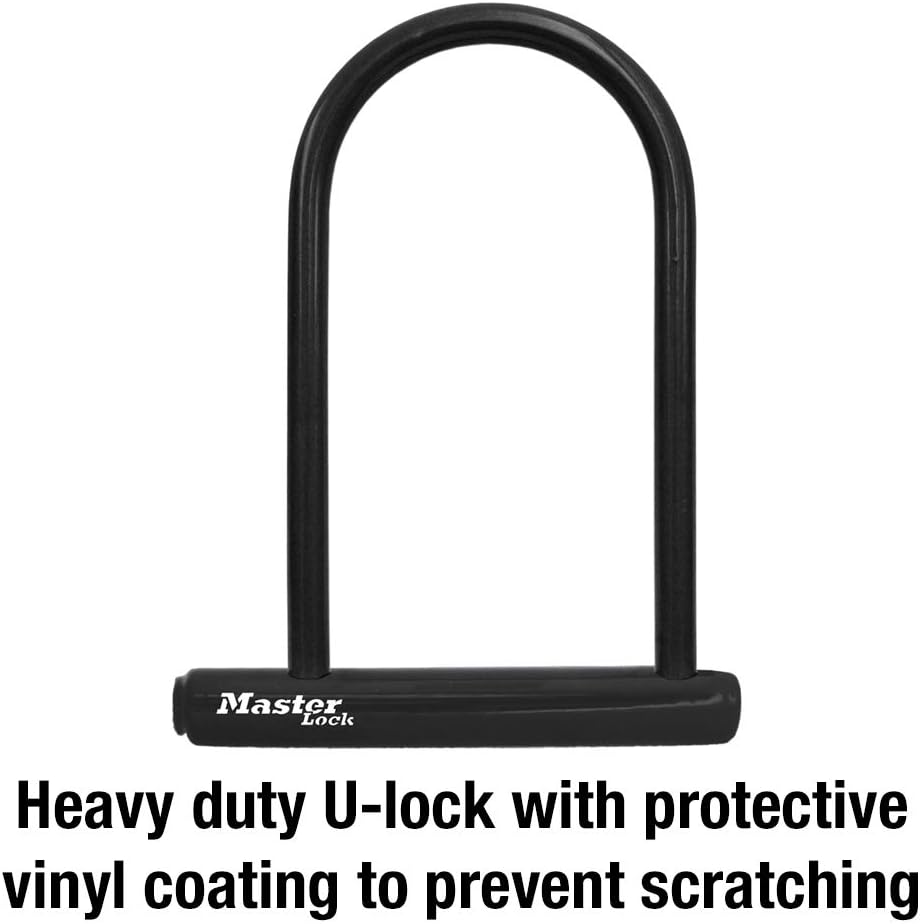  Master Lock U-Lock Bike Lock with Key, U-Lock for Bicycles, Lock for Outdoor Equipment, Black