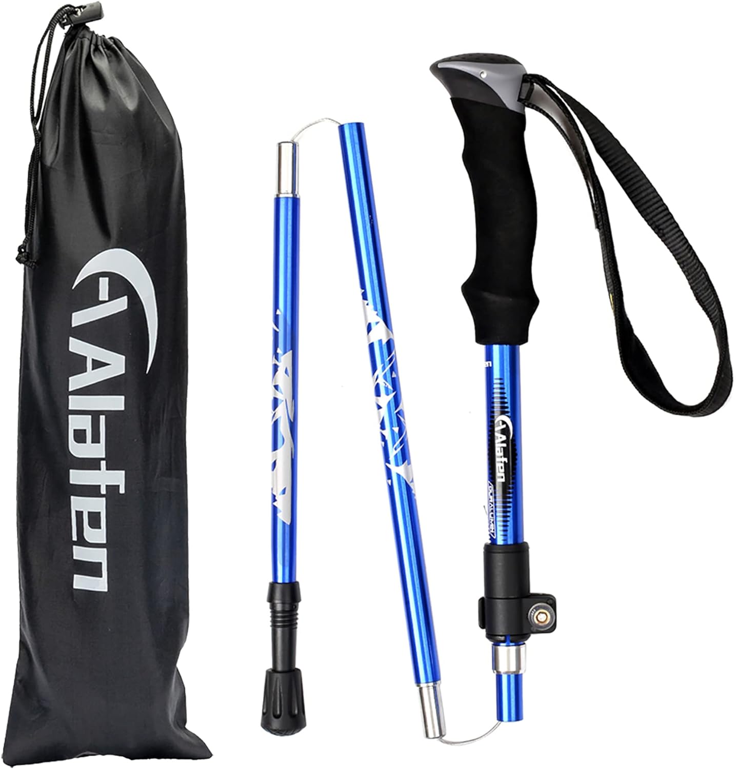  A ALAFEN Aluminum Collapsible Ultralight Travel Trekking Hiking Pole for Men and Women