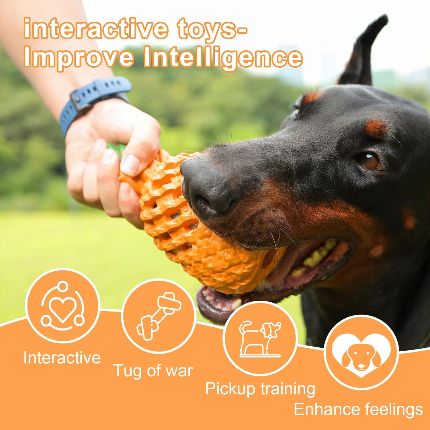 Pet-Fun Indestructible Dog Toys,Pineapple Dog Chew Toys,Interactive Dog Toys for Boredom,Natural Rubber Tough Dog Toys,Dog Teething Toys,Dog Toys for Large Dogs