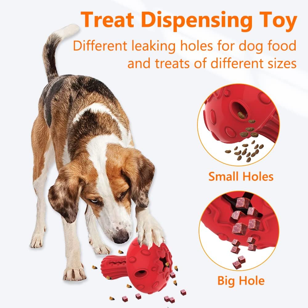 TONGKTAI Dog Chew Toy for Large & Medium Dogs, Rubber Treat Dispensing Toy for Aggressive Chewers, Interactive Slow Feeder Tough Puzzle Toys Teeth Cleaning