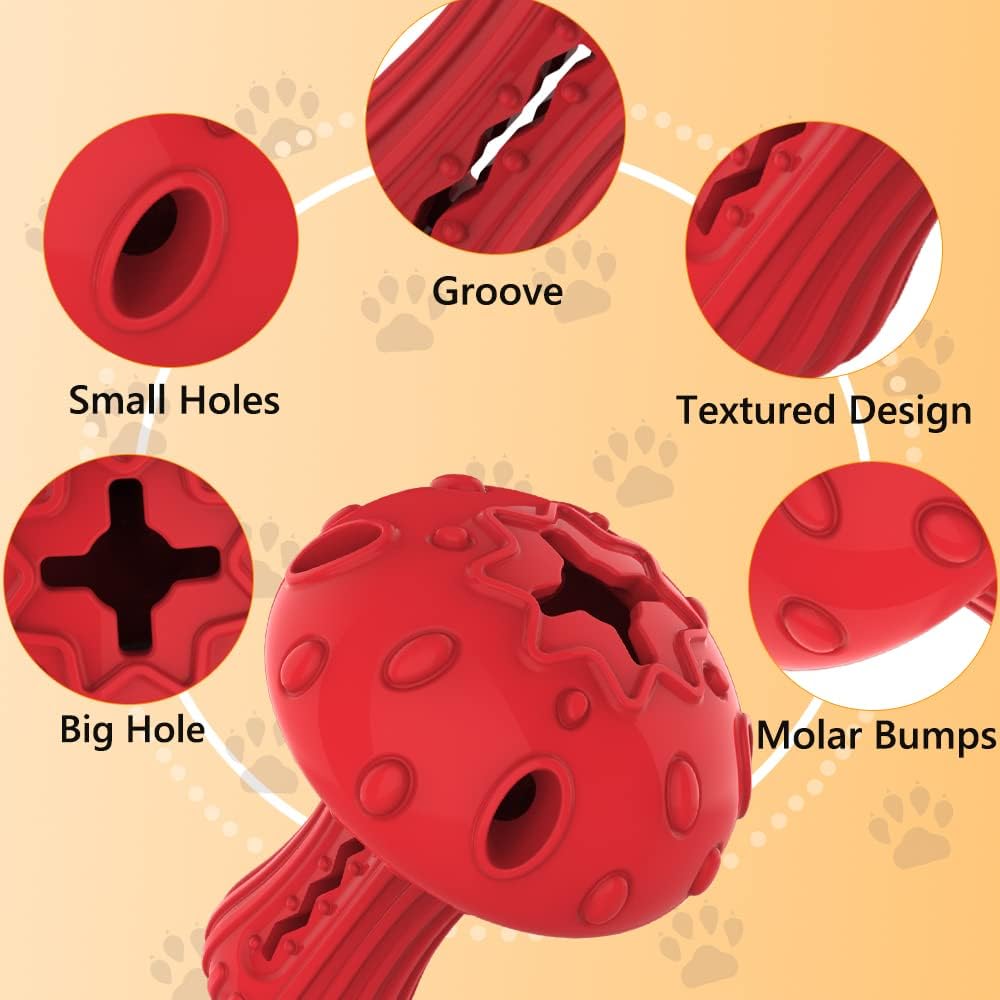 TONGKTAI Dog Chew Toy for Large & Medium Dogs, Rubber Treat Dispensing Toy for Aggressive Chewers, Interactive Slow Feeder Tough Puzzle Toys Teeth Cleaning
