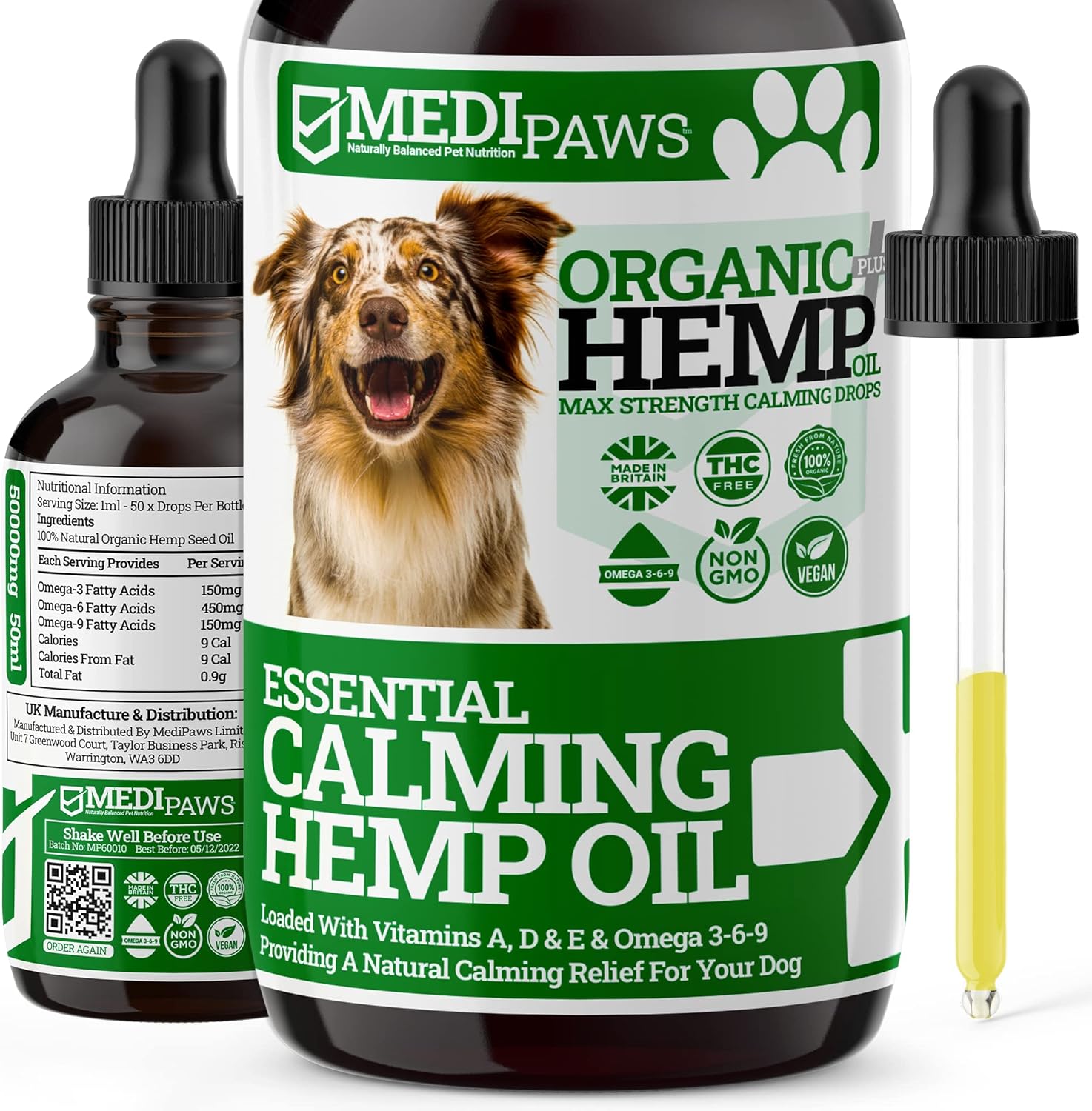  MediPaws® Dog Calming Hemp Oil Supplement | For Dog Emotions, Dog Barking | Omega 3,6,9 | Supports & Maintains Healthy Joints | Add To Food Or Chew'...