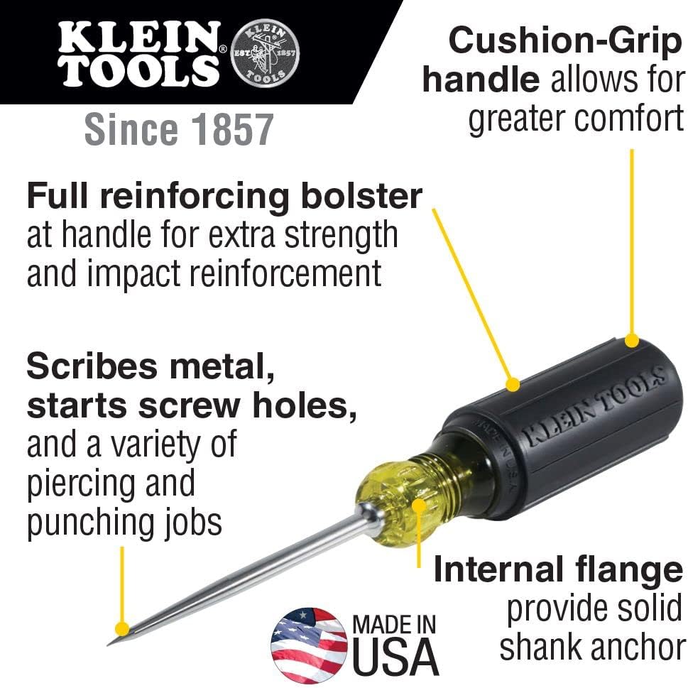  Klein Tools 650 Scratch Awl with 3-1/2-Inch Shank and Cushion Grip