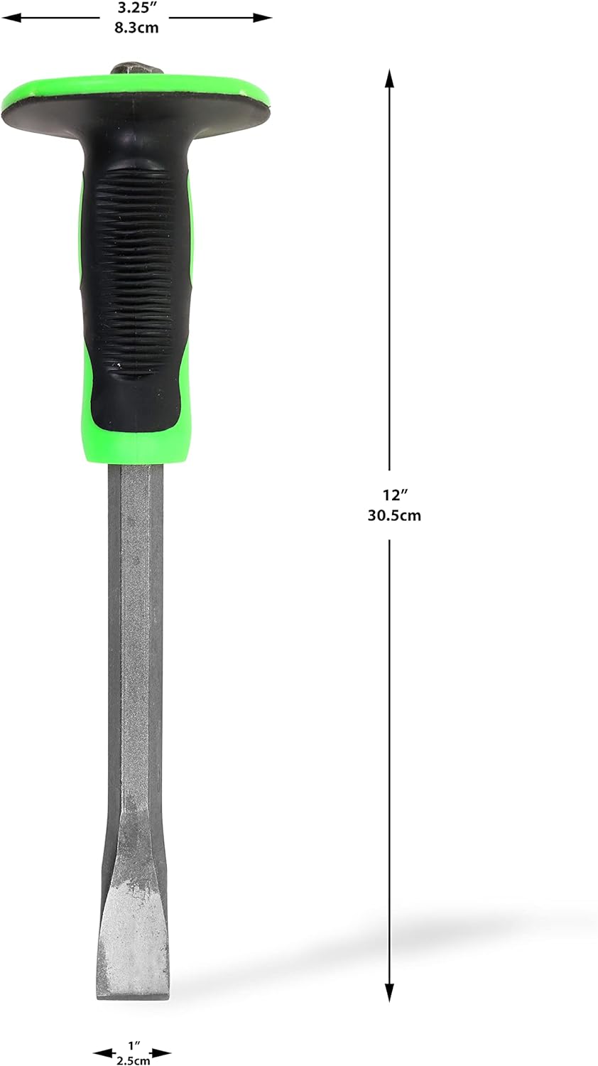  Brave Bagpipes Flat Chisel with Shock Absorb Rubber Handle - Masonry Woodwork Tool - Complete with Prybar