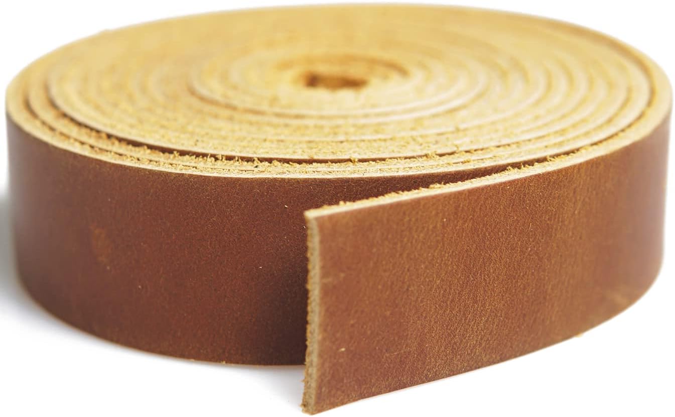 Full Grain Leather Strip,Leather Strap 2.0mm Thick Cord Braiding String (3/4inch Wide,72inches Long) for Crafts/Tooling/Workshop Handmade(Bourbon Brown)