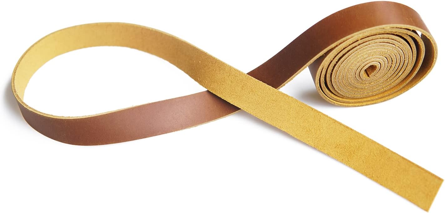  Full Grain Leather Strip,Leather Strap 2.0mm Thick Cord Braiding String (3/4inch Wide,72inches Long) for Crafts/Tooling/Workshop Handmade(Bourbon Brown)