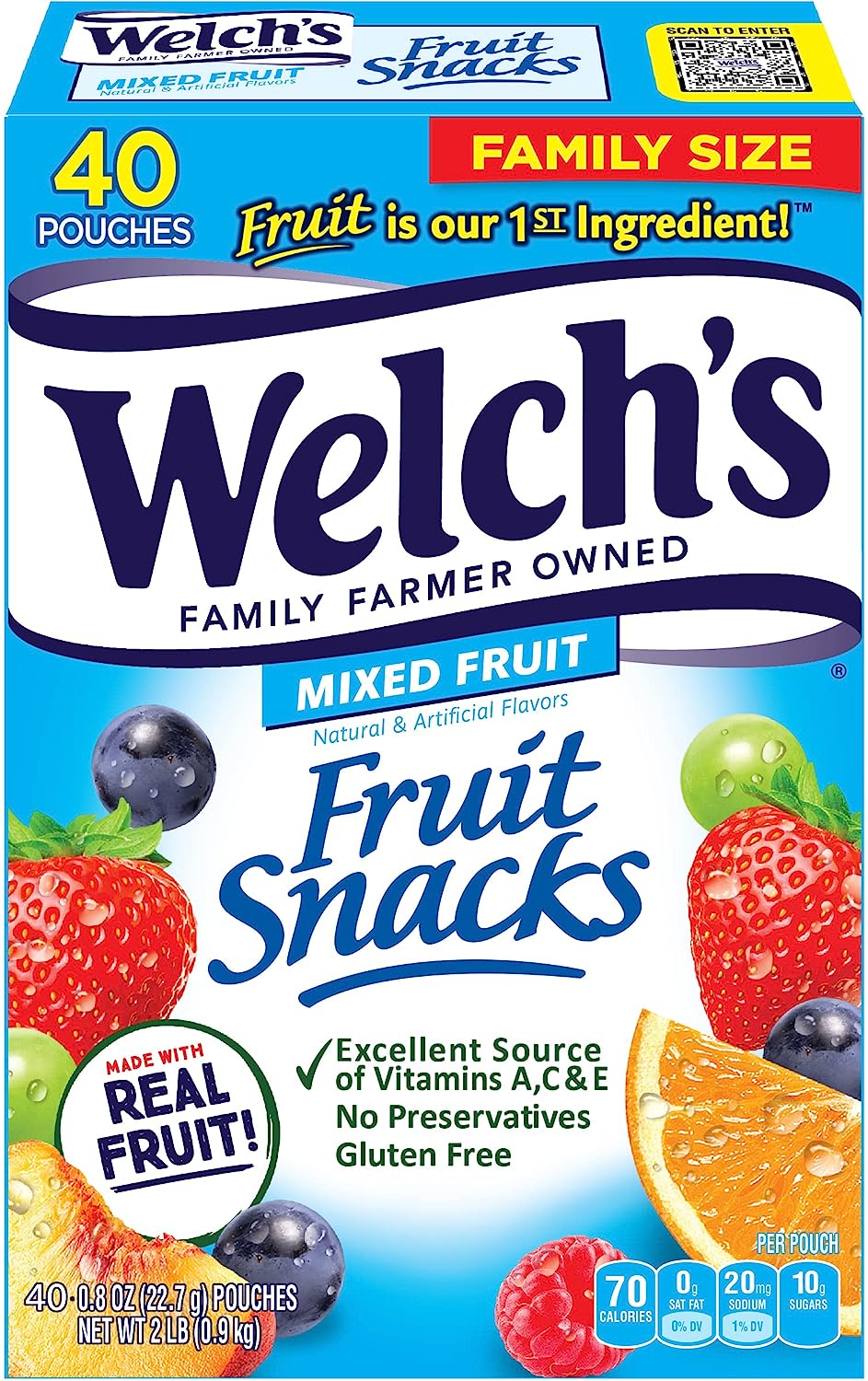 Welch's Fruit Snacks, Mixed Fruit, Perfect Easter Basket Stuffers, Gluten Free, Bulk Pack, Individual Single Serve Bags