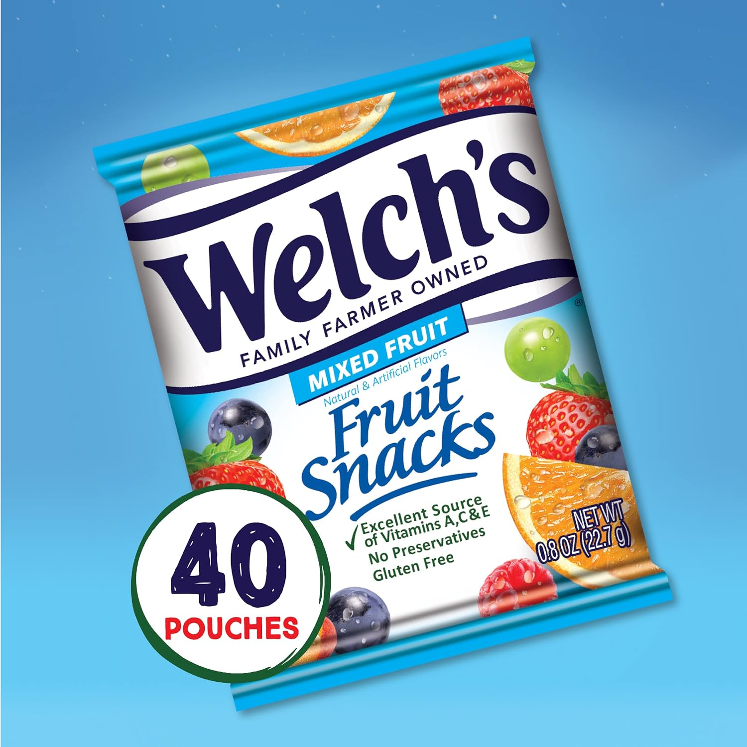 Welch's Fruit Snacks, Mixed Fruit, Perfect Easter Basket Stuffers, Gluten Free, Bulk Pack, Individual Single Serve Bags