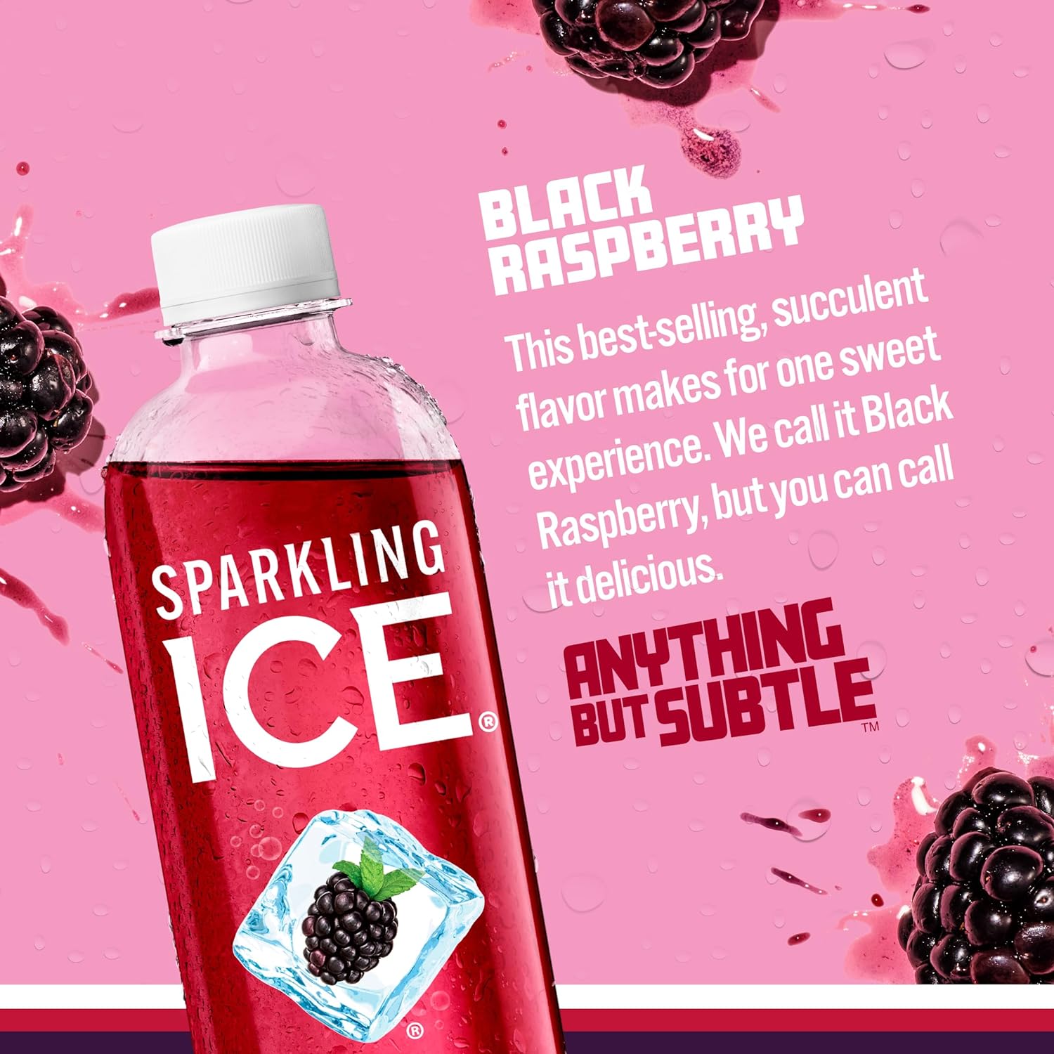 Sparkling Ice, Black Raspberry Sparkling Water, Zero Sugar Flavored Water, with Vitamins and Antioxidants, Low Calorie Beverage
