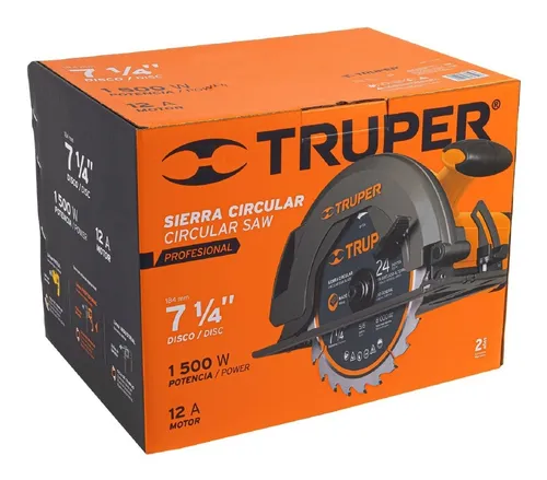 Sierra circular eléctrica Truper Professional SICI-7-1/4A3 18.5cm 1750W Naranja 60Hz