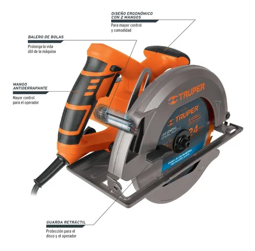 Sierra circular eléctrica Truper Professional SICI-7-1/4A3 18.5cm 1750W Naranja 60Hz