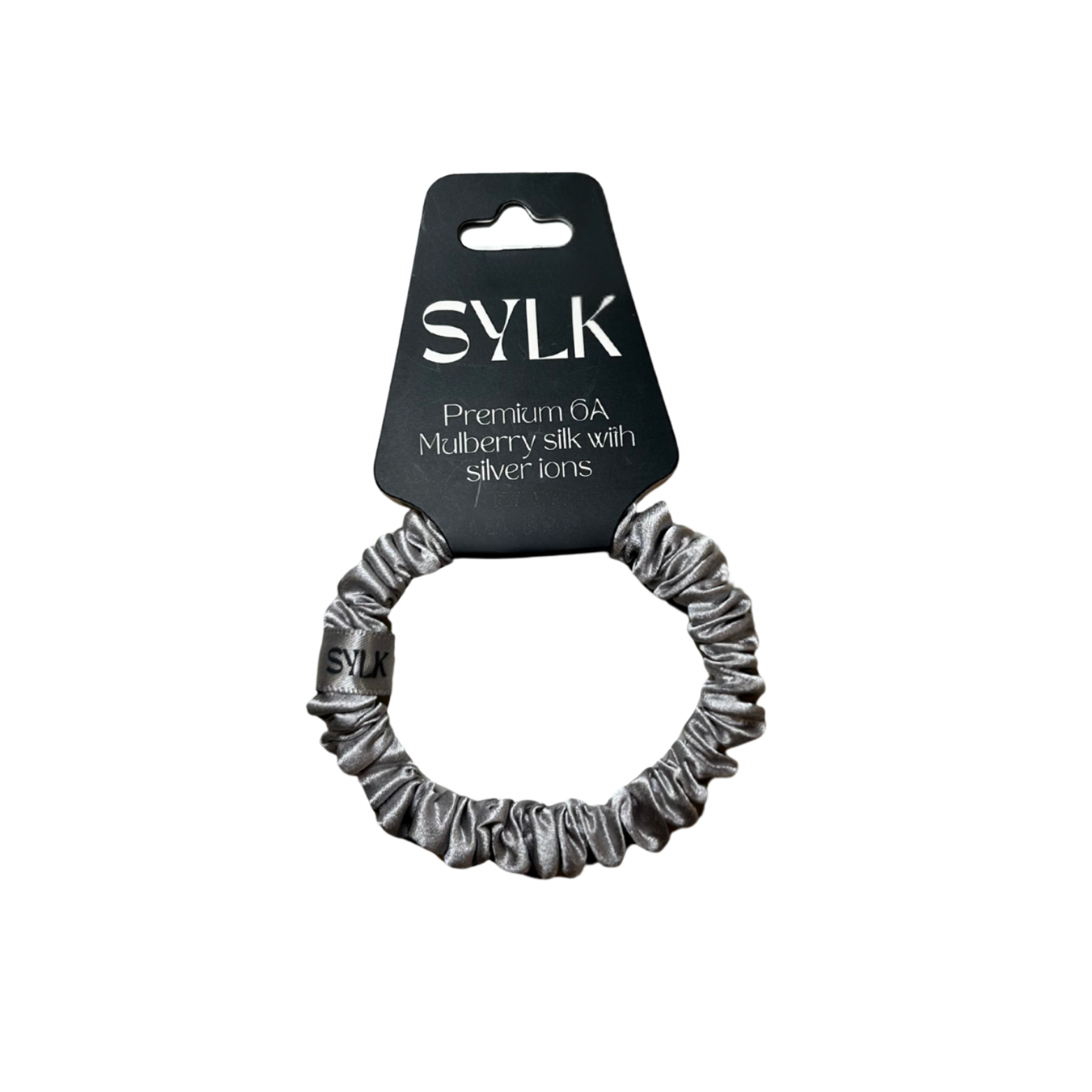 SYLK Mini Sidabro Jonų Plaukų Gumytė / SYLK Mini Silver Ion Silk Scrunchie 1 cm