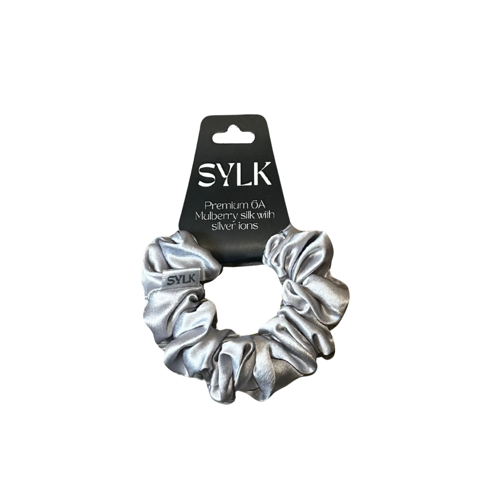 SYLK Midi Sidabro Jonų Plaukų Gumytė / SYLK Midi Silver Ion Silk Scrunchie 3cm