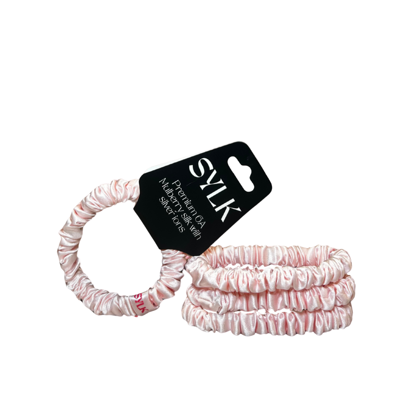 SYLK Mini Sidabro Jonų Plaukų Gumytė / SYLK Mini Silver Ion Silk Scrunchie 1 cm