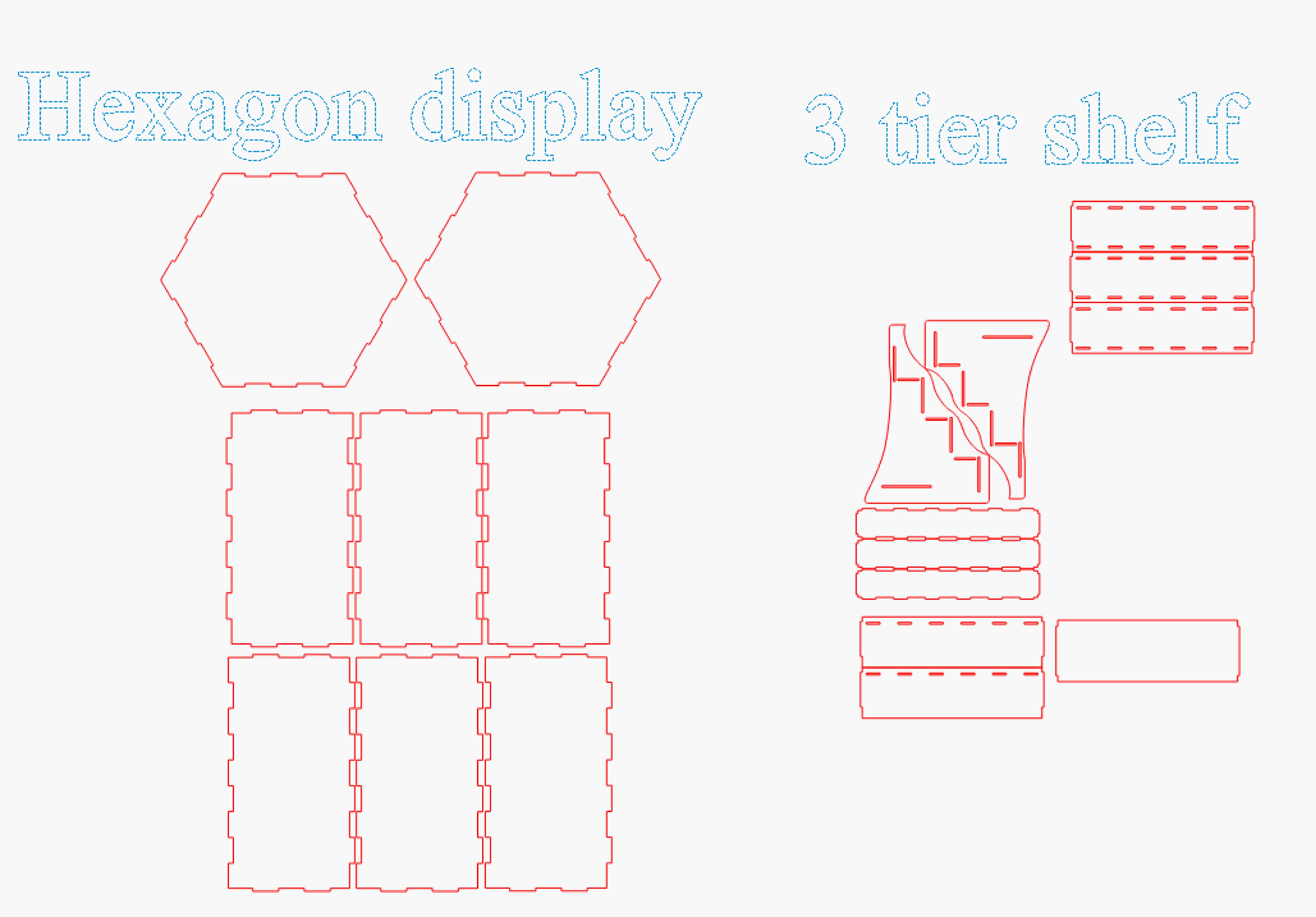 Wooden display shelf and Hexagon unit
