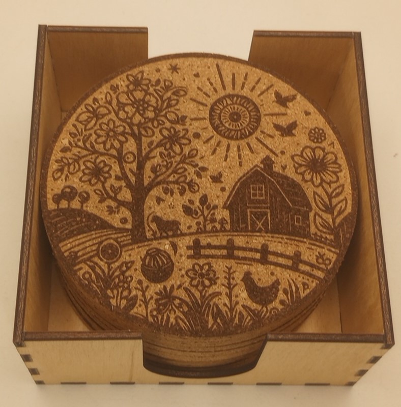 Spring time Cork Coaster Set