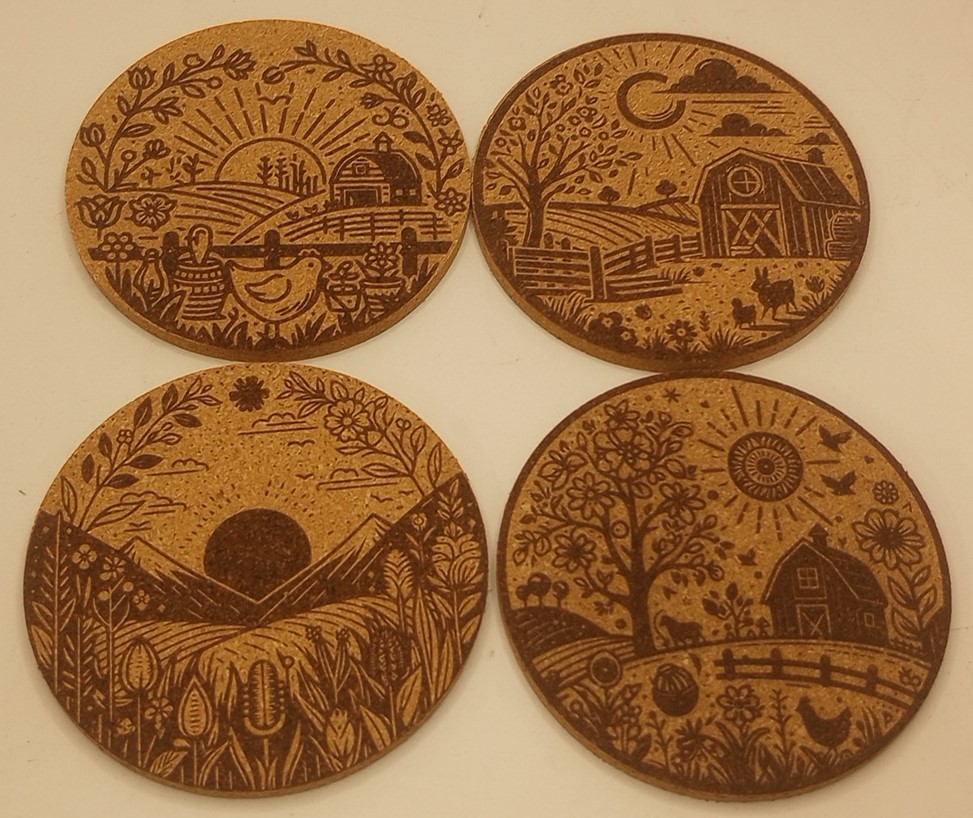 Spring time Cork Coaster Set