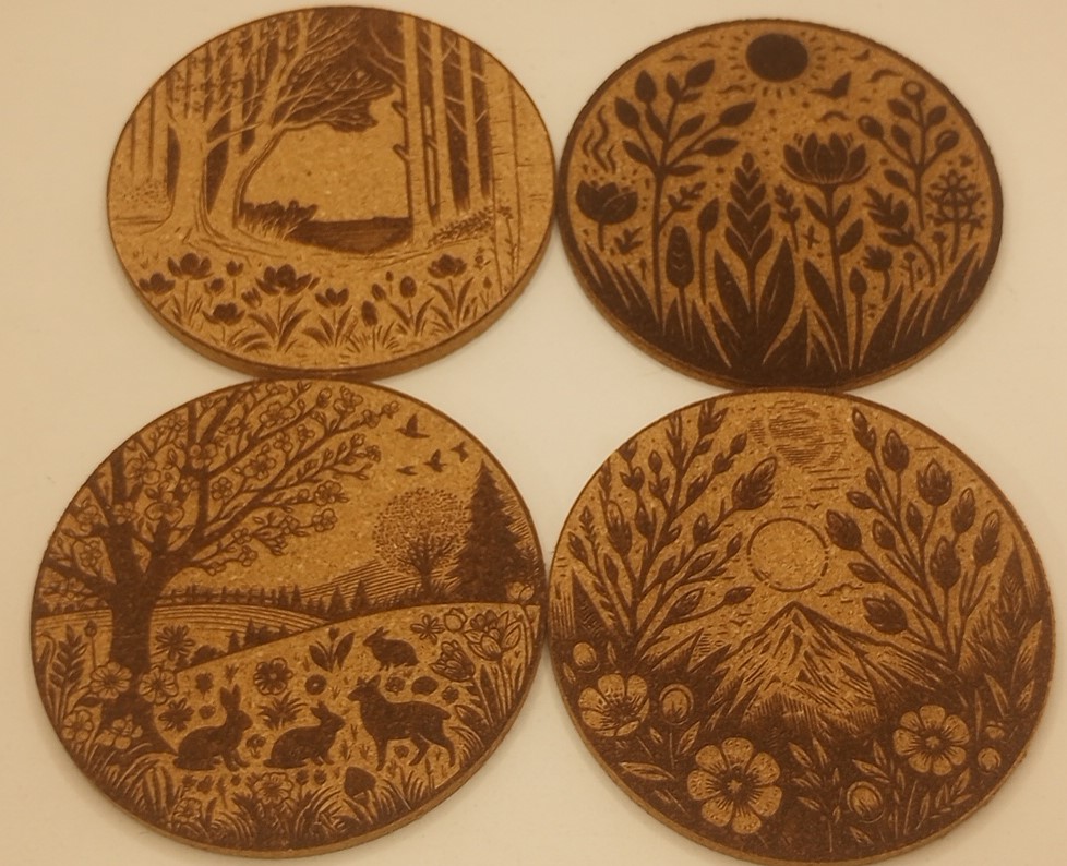Spring time Cork Coaster Set