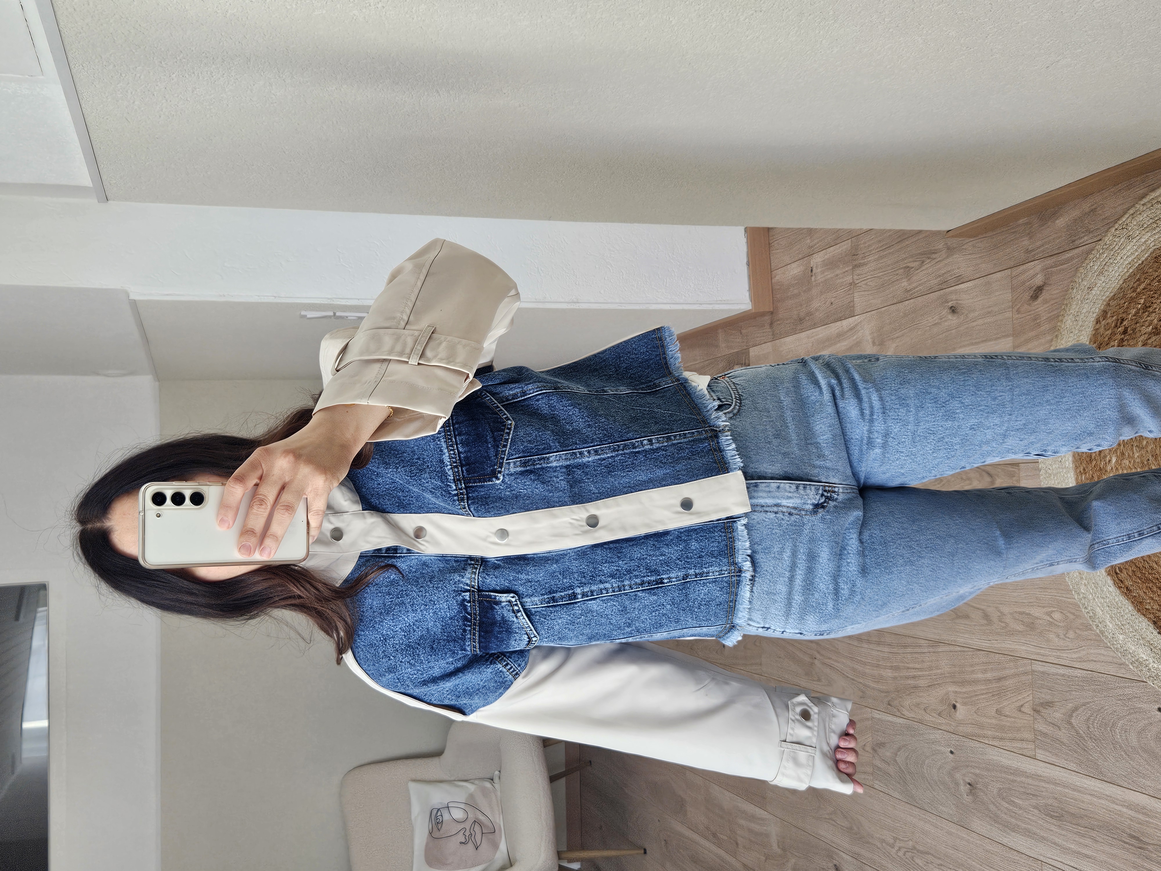 La veste en jean bi-matière