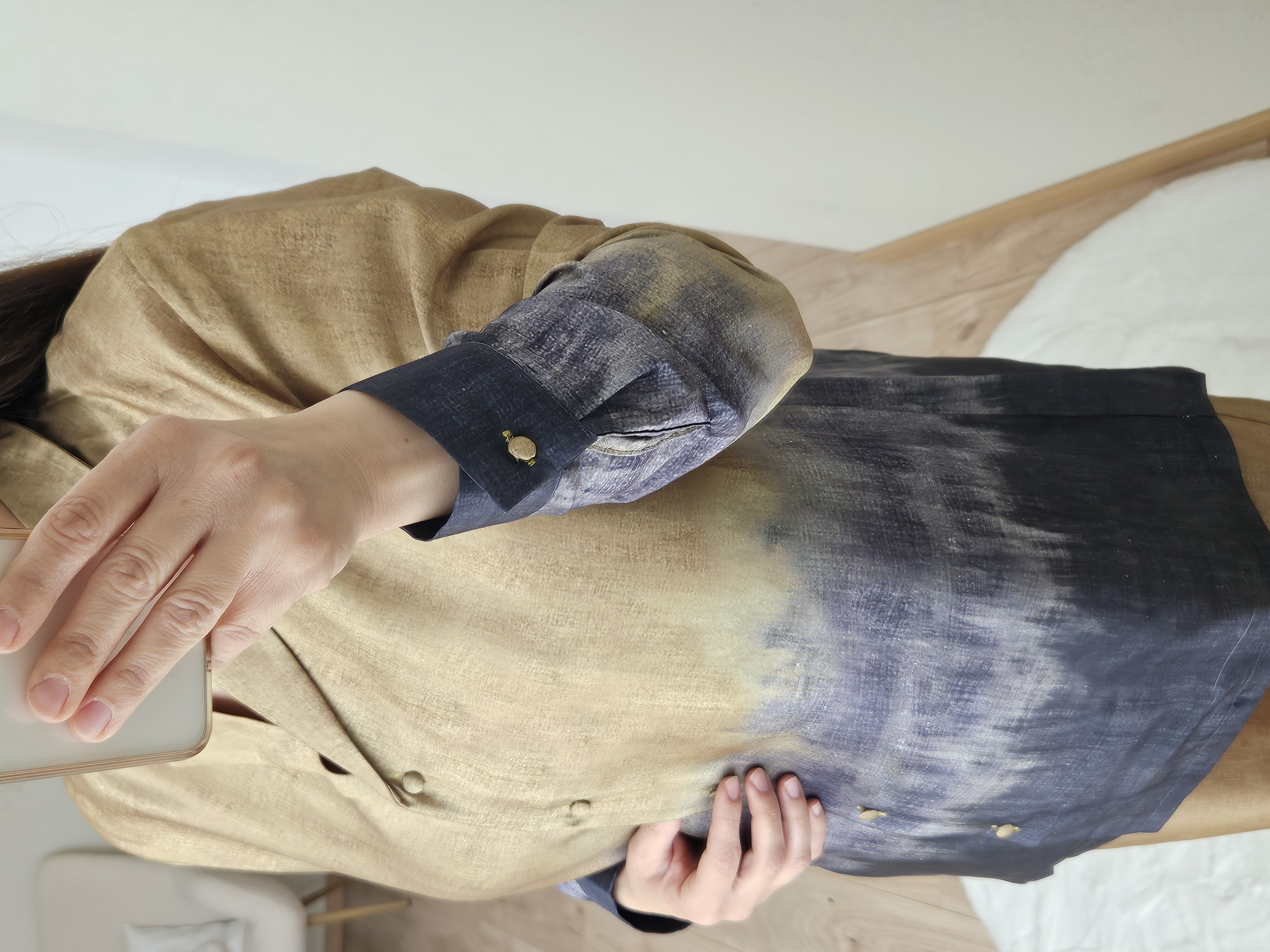 Ensemble satiné jaune/gris