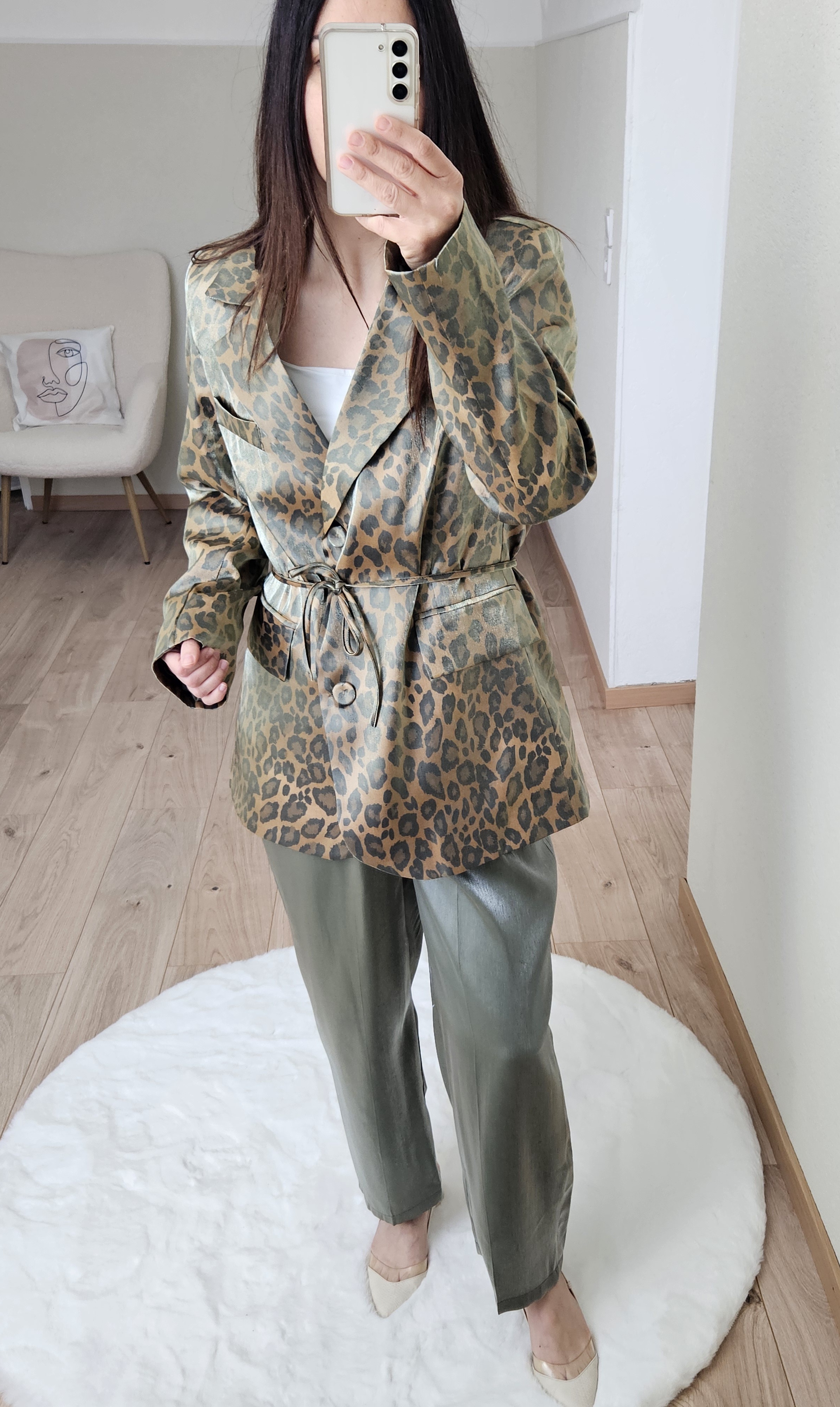 Ensemble blazer et pantalon vert