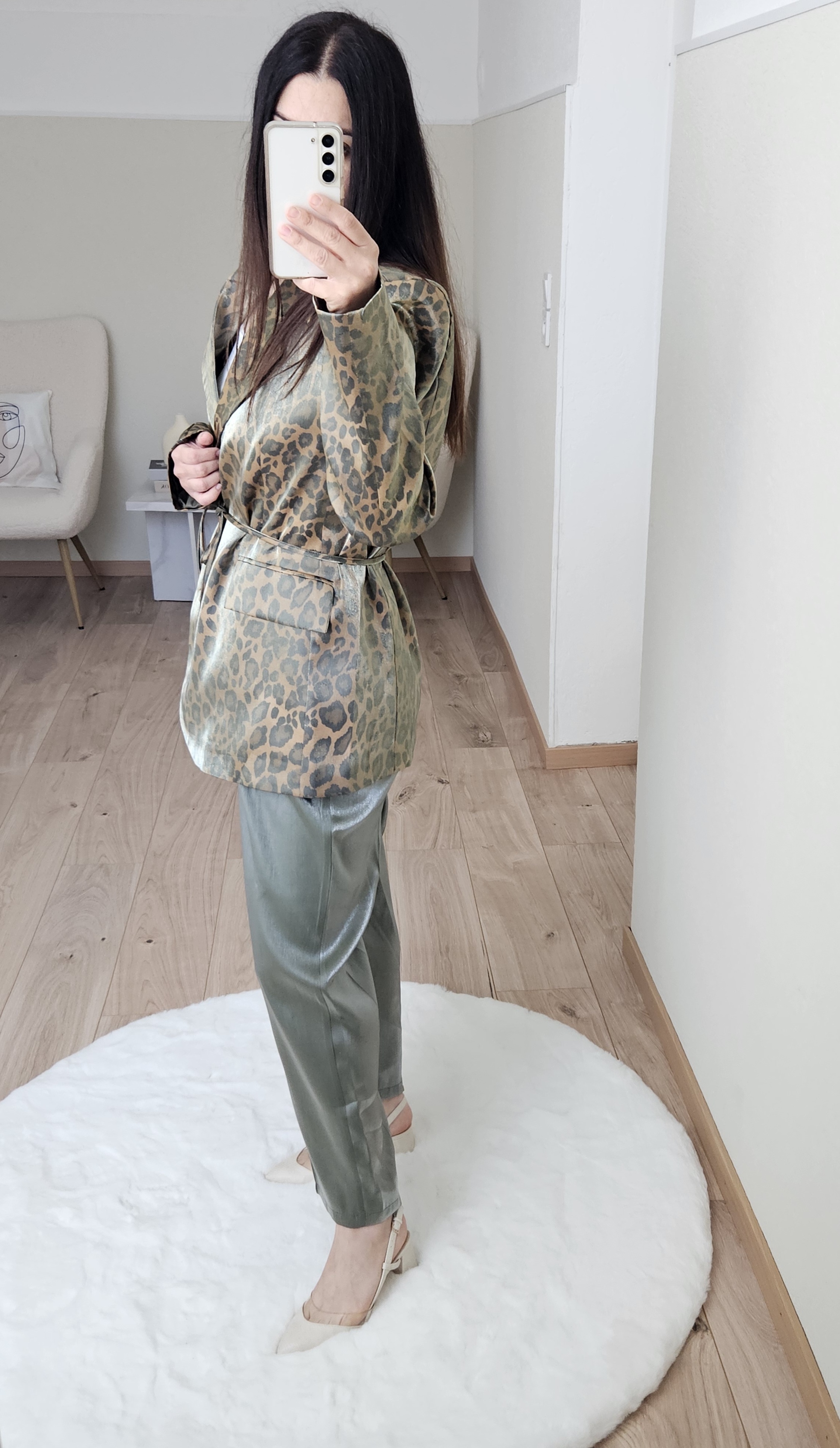 Ensemble blazer et pantalon vert