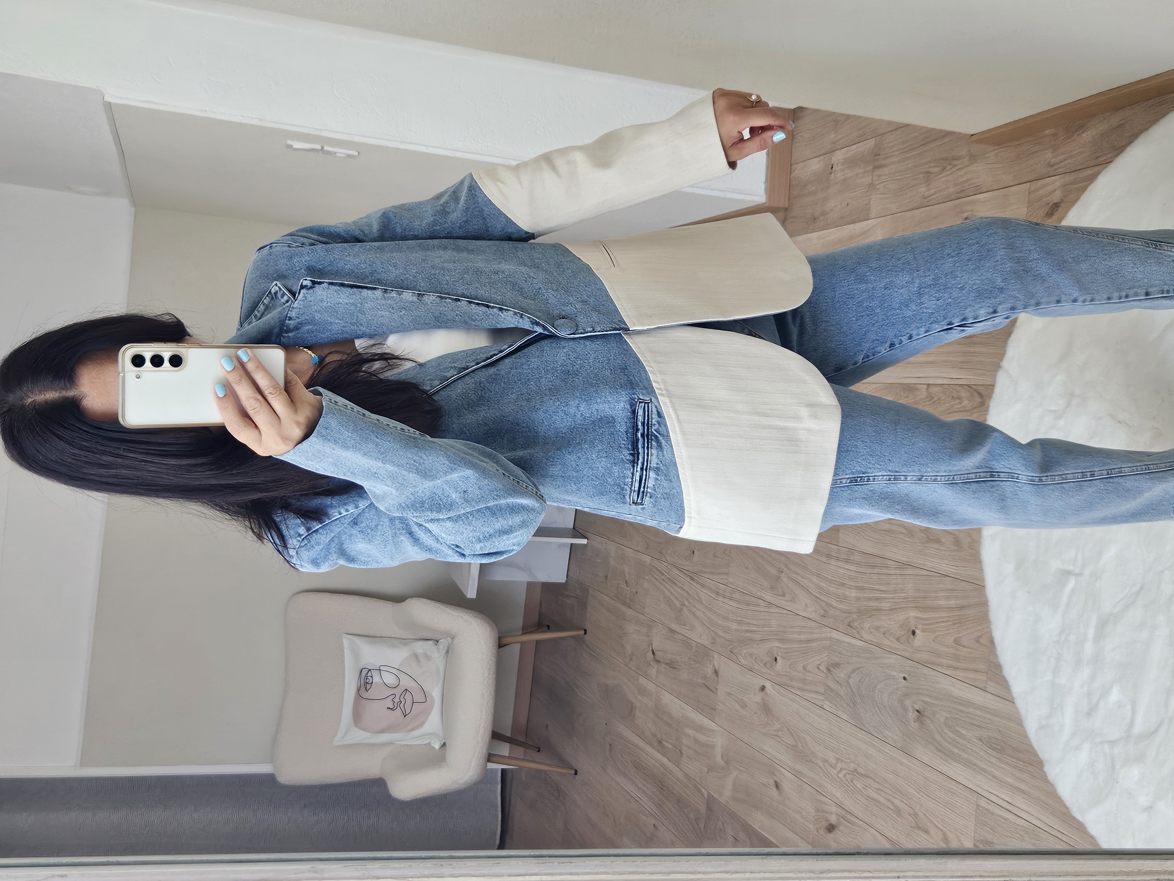 Le blazer bi matière 