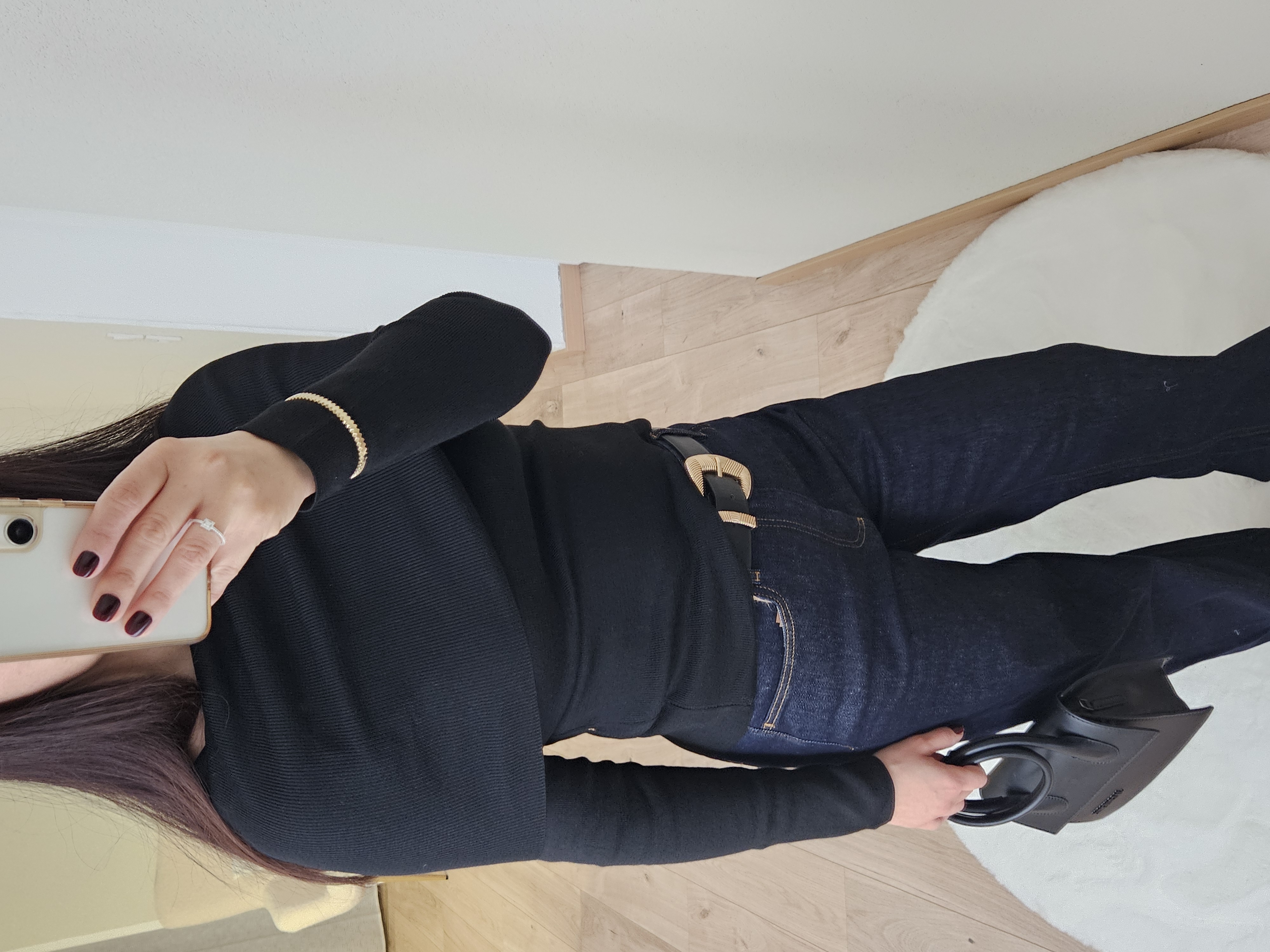 Pull à col bardot noir