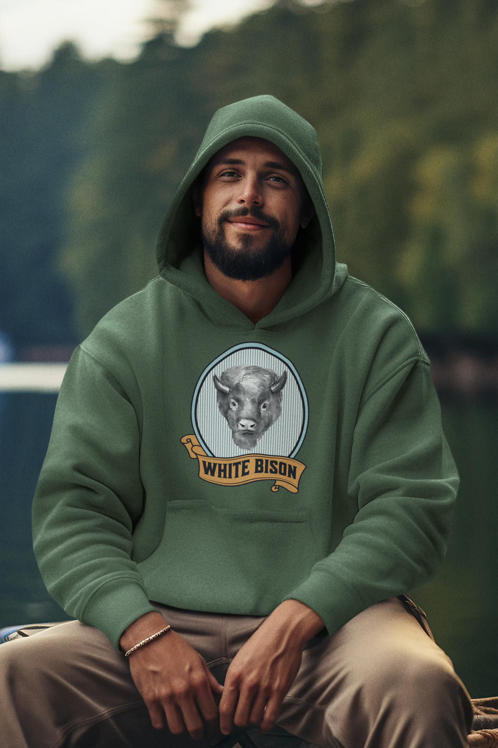 White Bison Retro Hoodie