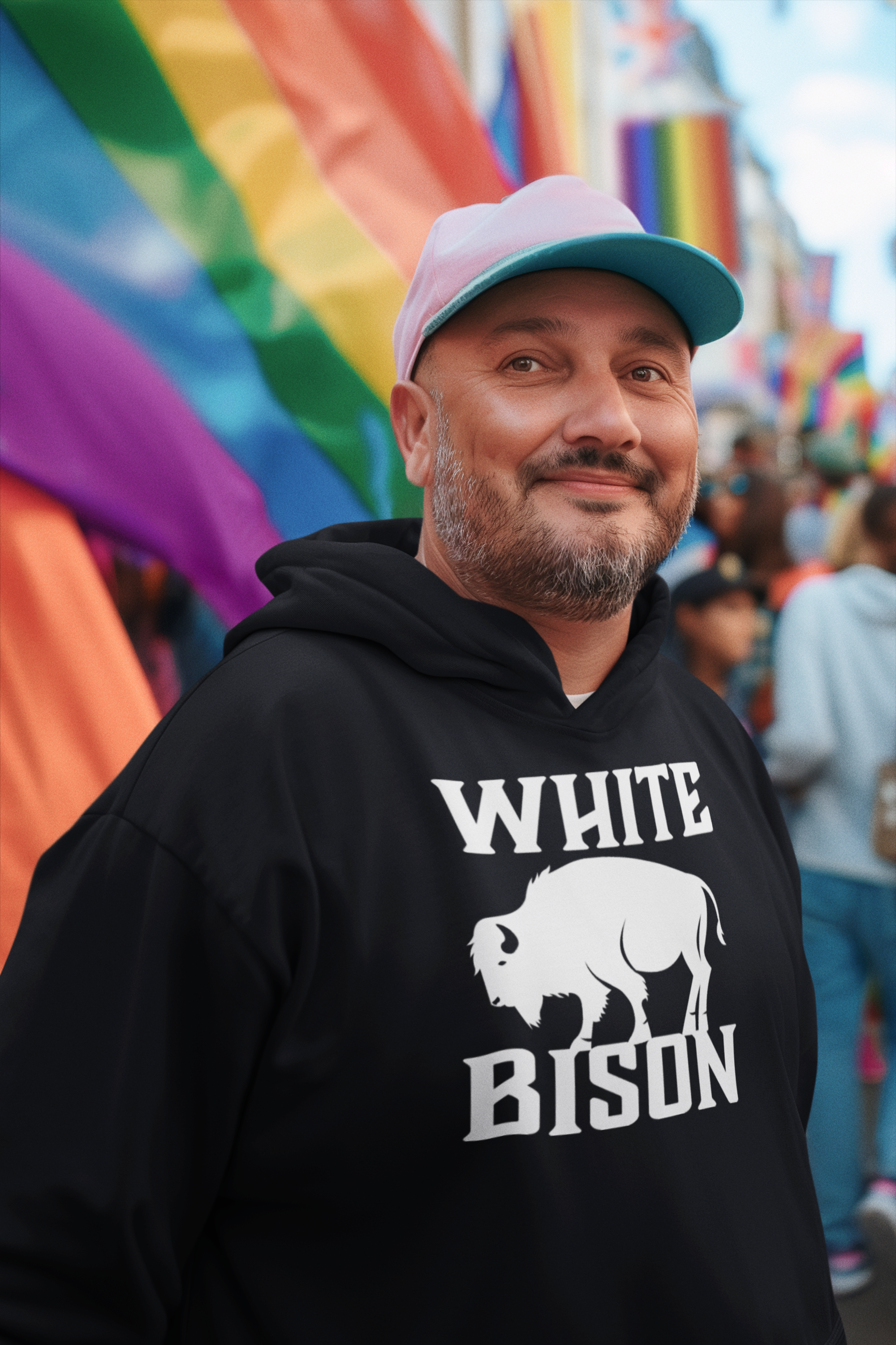 White Bison Large Square Hoodie