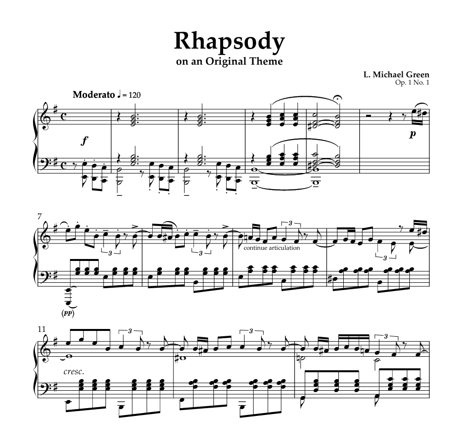Rhapsody on an Original Theme