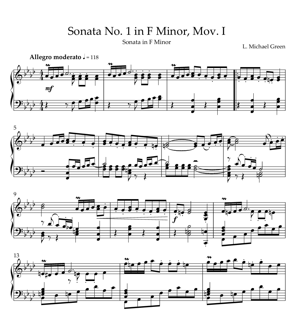 Piano Sonata No. 1 in F Minor
