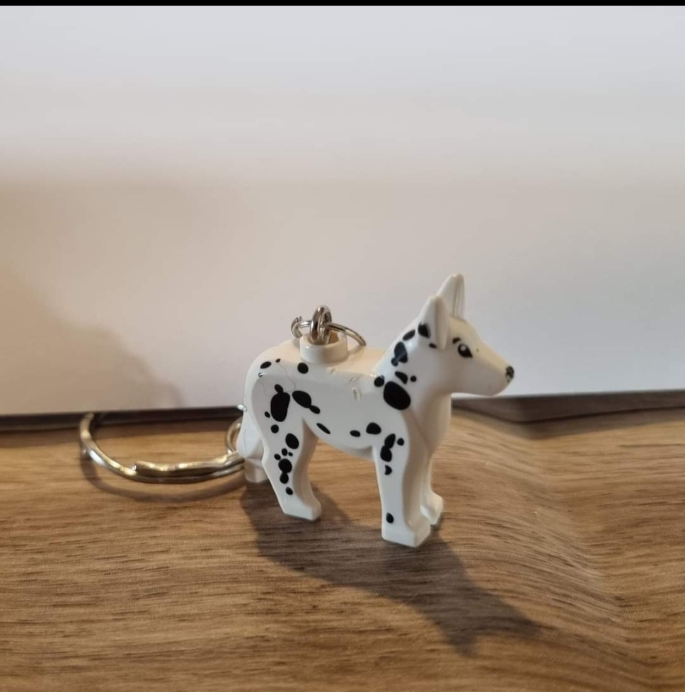 Lego made Dalmatian Dog Keychain