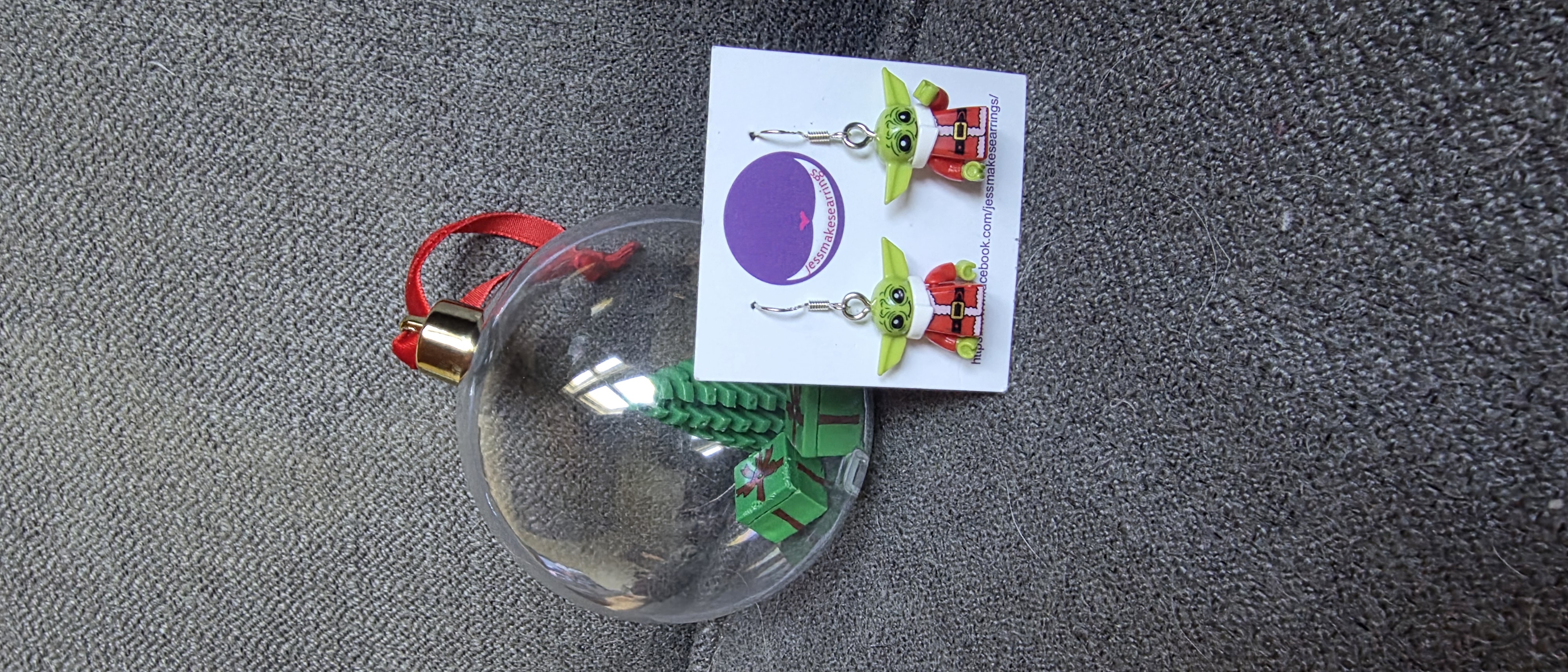 Baby yoda Christmas earrings