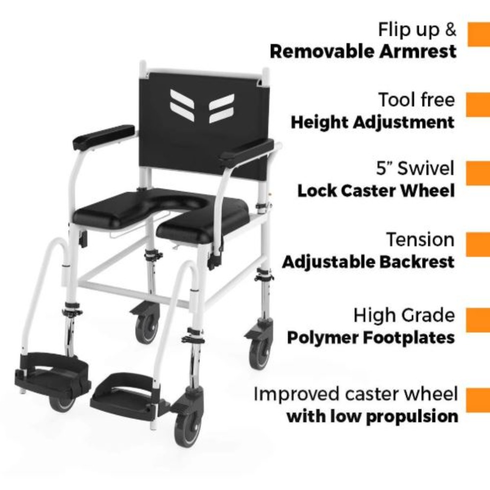 Prime FPA007 | Attendant Propelled Shower Commode Wheelchair