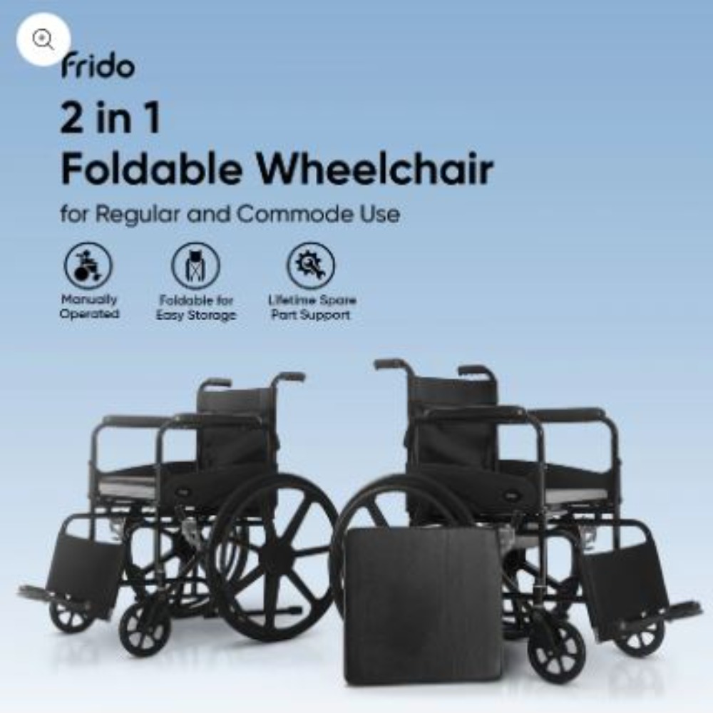 Frido 2 in 1 Foldable Wheelchair for Regular and Commode Use(FSC101)