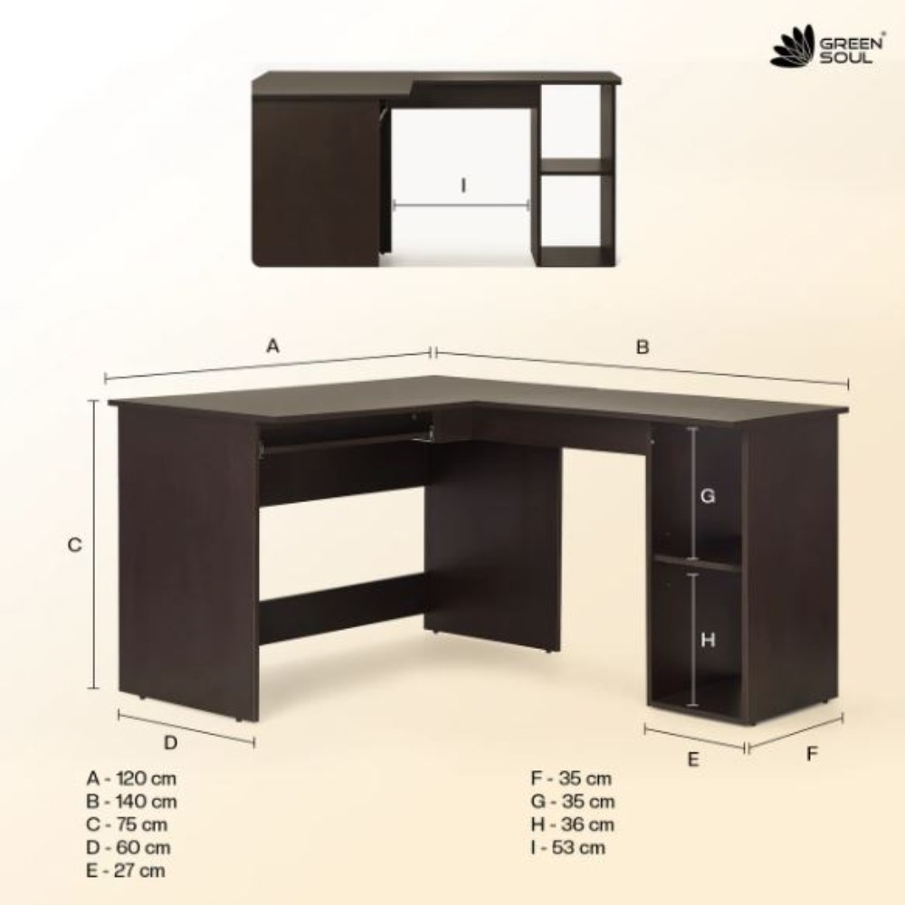 Green Soul Brixton L-Shape Study table