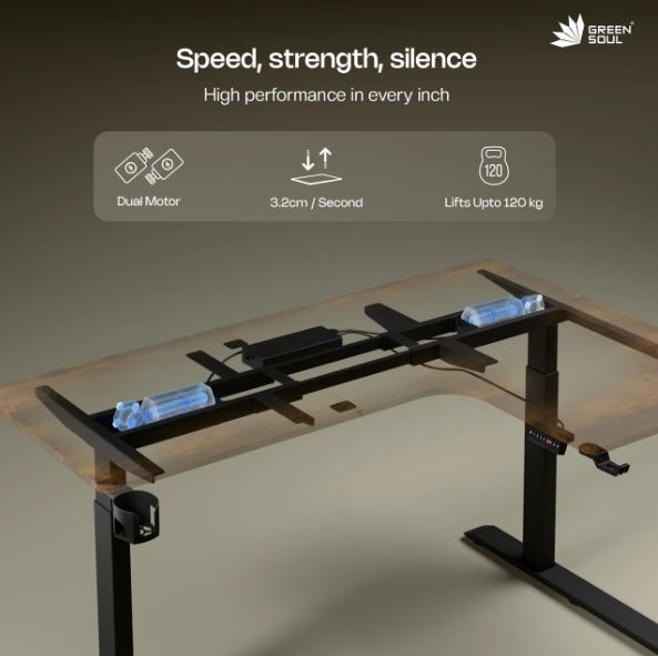 Green Soul Oasis L Shape Premium Height Adjustable Table with Dual Motors