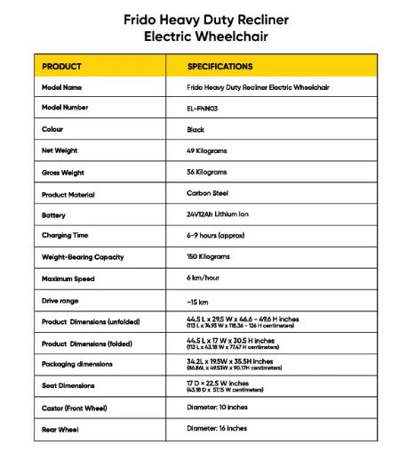 Frido Heavy Duty Recliner Electric Wheelchair