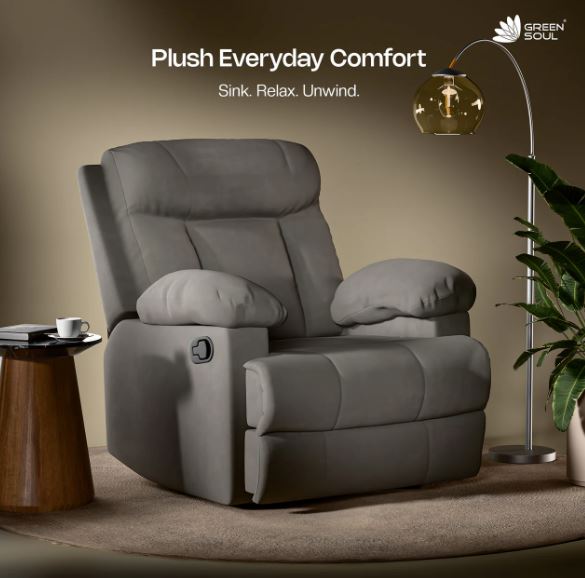 Green Soul Cloud Single Seater Manual Recliner Sofa