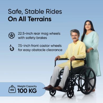 Frido 2 in 1 Foldable Wheelchair for Regular and Commode Use(FSC101)