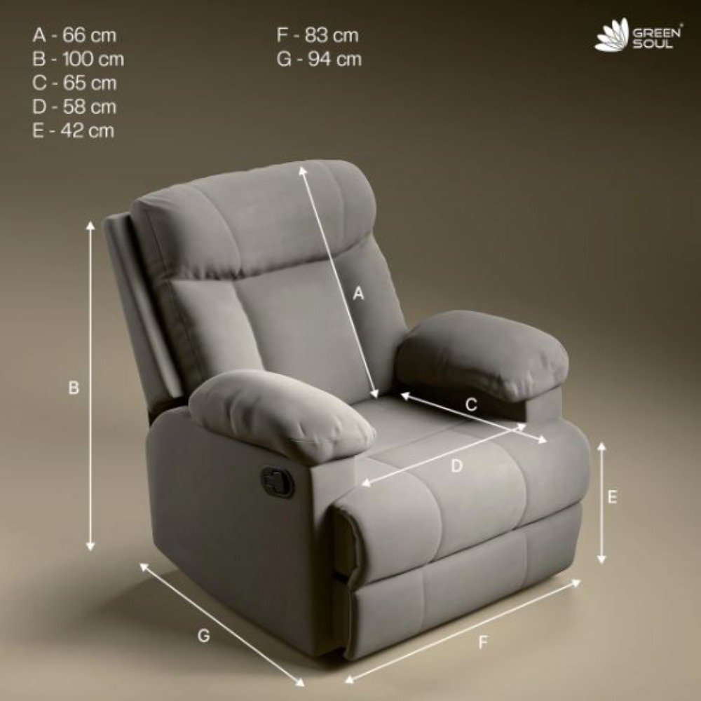 Green Soul Cloud Single Seater Manual Recliner Sofa
