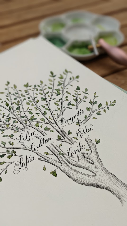Arbre généalogique calligraphié