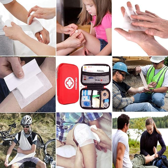 HONYAO Botiquín de Primeros Auxilios de 200 Piezas - Kit de Supervivencia Completo para Hogar, Coche, Trabajo y Actividades al Aire Libre