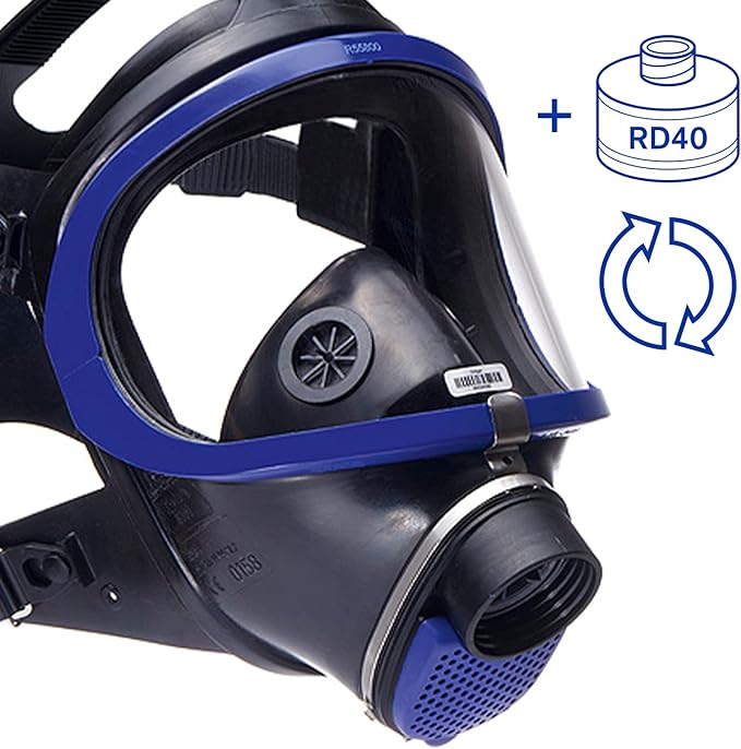 Máscara de gas facial completa con filtro A2B2E2K2 HG P3 R D de rosca Rd40